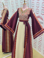 Load image into Gallery viewer, Simply Elegant Wide Sleeve Thoub Embroidered Palestinian Thobe
