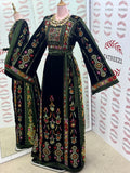 Midnight Velvet Malacca Embroidered Palestinian Fellahi Thobe