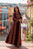 Maroon Velvet Bloom Stunning Thoub