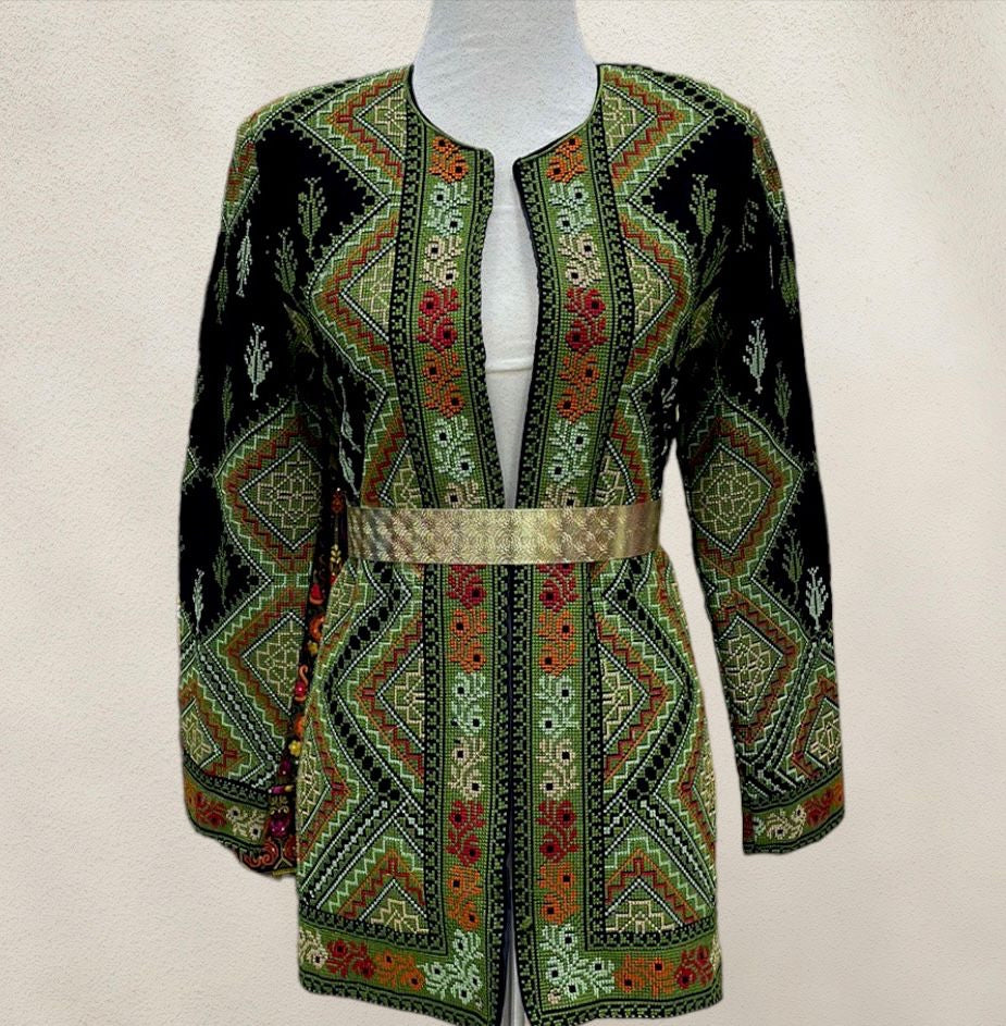 Green Long Jacket Embroidery