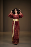 Maroon Velvet Golden Embroidery Thoub