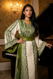 Olive Blossom Thobe Set – Includes Matching Shawl & Double-Sided Belt