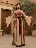 Load image into Gallery viewer, Traditional Beige A Simple Elegant Embroidered Dress
