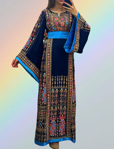 Navy Embroidered Palestinian Fellahi Thobe