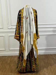 Traditional Palestinian Thobe – Royal Black Full Set with Headscarf