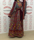 Gray Embroidery Traditional Palestinian Thobe Machine Made