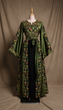 Green Floral Embroidery Silk Fashion Dress
