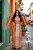 Orange Burnt thoub Embroidered Palestinian Fellahi Thobe With Belt (Copy)