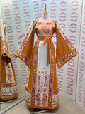 Yellow & White  Palestinian Tatreez Thobe Heritage Elegance Embroidered Dress