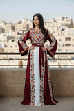 Maroon Floral Embroidery Silk Fashion Dress