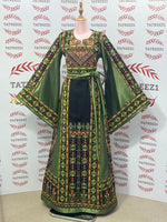 Load image into Gallery viewer, Green Embroidery Traditional Palestinian Thobe Machine Made
