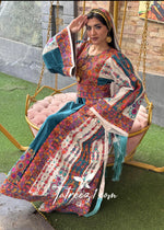 Load image into Gallery viewer, Blue Malacca Silk Velvet Thoub with Stone Embroidery and Overskirt
