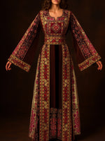 Load image into Gallery viewer, New Collection Jennah wnar Malacca Thoub Silk Velvet  Embroidery Thoub come with Belt

