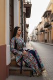 Blue Fully Embroidered Thoub