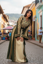 Load image into Gallery viewer, Simply Elegant Wide Sleeve Thoub Embroidered Palestinian Thobe

