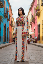 Load image into Gallery viewer, Beige Simple &amp; Classic Elegant Emberoidery Dress With Matching belt
