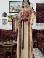 Load image into Gallery viewer, Traditional Beige A Simple Elegant Embroidered Dress
