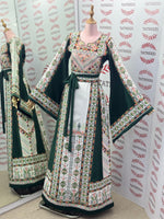 Load image into Gallery viewer, Green Embroidery Traditional Palestinian Thobe Machine Made
