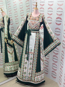 Green Embroidery Traditional Palestinian Thobe Machine Made