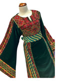 Green Velvet Embroidered Palestinian Fellahi Thobe