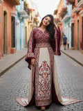Embroidered Palestinian Fellahi Thobe With Matching Headpiece & overskirt