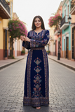 Blue Velvet Embroidery Palestinian Fellahi Thobe