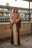 Maroon Tatreez Elegant Embroidered Palestinian Beige Dress