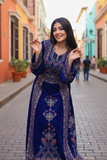Blue Velvet Embroidery Palestinian Fellahi Thobe