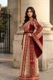 Red Embroidered Palestinian Thobe with Wide Sleeves