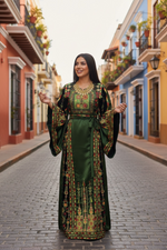 Load image into Gallery viewer, Luxurious Satin Thoub in Emerald Green
