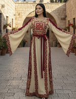 Load image into Gallery viewer, Traditional Beige A Simple Elegant Embroidered Dress
