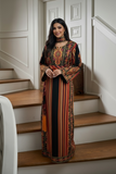Black multicolored Embroidered Palestinian Fellahi Thobe
