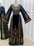 Midnight Velvet Malacca Embroidered Palestinian Fellahi Thobe