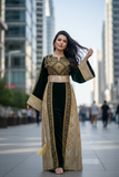 Green Velvet Golden Embroidery Thoub