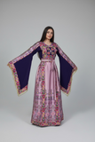 The Glow Pink Thoub Palestinian Featuring Wide Sleeve