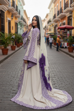 Load image into Gallery viewer, Absolutely Stunning Embroidered Palestinian Fellahi Thobe With Matching Headpiece &amp; overskirt
