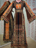 New Collection Orange Jennah wnar Malacca Thoub Silk Velvet  Embroidery Thoub come with Belt