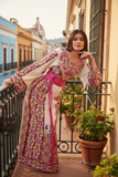 Etameen Pink Embroidered Palestinian Fellahi Thobe With Kashmir belt