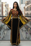 Golden Threads Black Twilight Traditional Thobe with Wide Sleeves