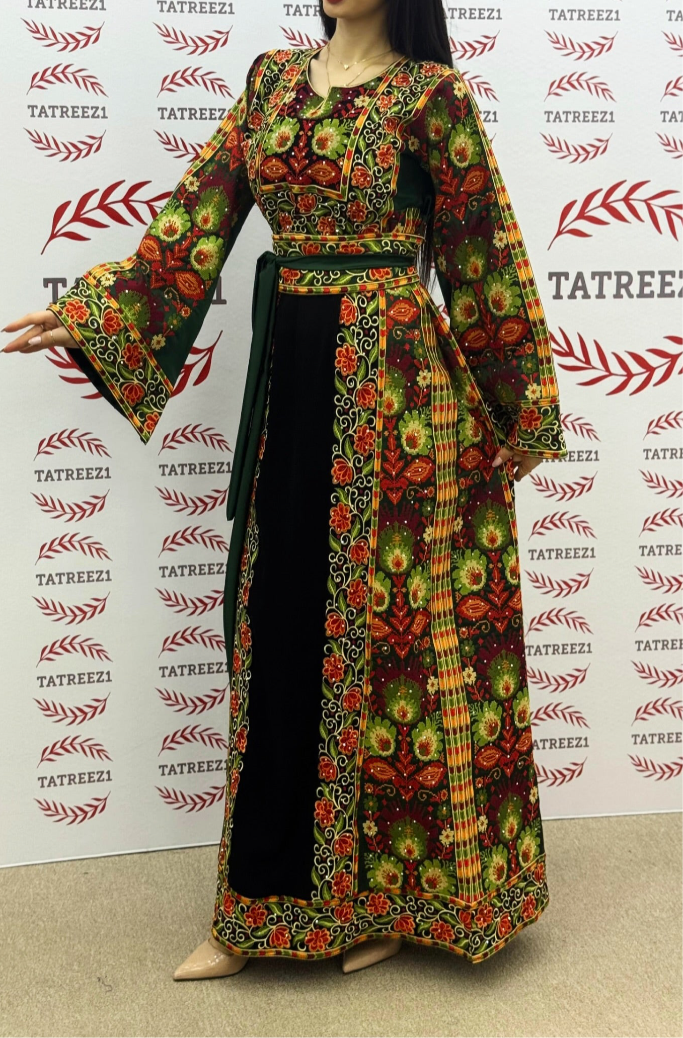 Green Embroidery Traditional luxurious touch Thoub
