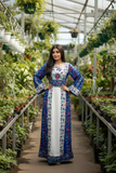 Blue Floral Embroidered Palestinian Thobe