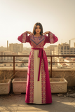 Pink Tatreez Elegant Embroidered Palestinian Beige Dress
