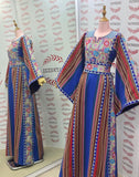 Blue Majdalway Embroidered Palestinian Fellahi Thobe