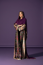Load image into Gallery viewer, Purple Velvet Malacca Embroidered Palestinian Fellahi Thobe
