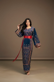 Blue Velvet Golden Embroidery Thoub