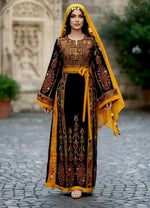 Load image into Gallery viewer, Velvet Malacca  Embroidered Palestinian Fellahi Thobe
