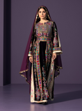 Purple Velvet Malacca Embroidered Palestinian Fellahi Thobe