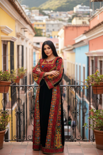 Load image into Gallery viewer, Black Velvet embellished with intricate Qasab (metallic) embroidery.
