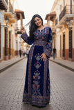 Blue Velvet Embroidery Palestinian Fellahi Thobe