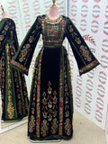 Midnight Velvet Malacca Embroidered Palestinian Fellahi Thobe